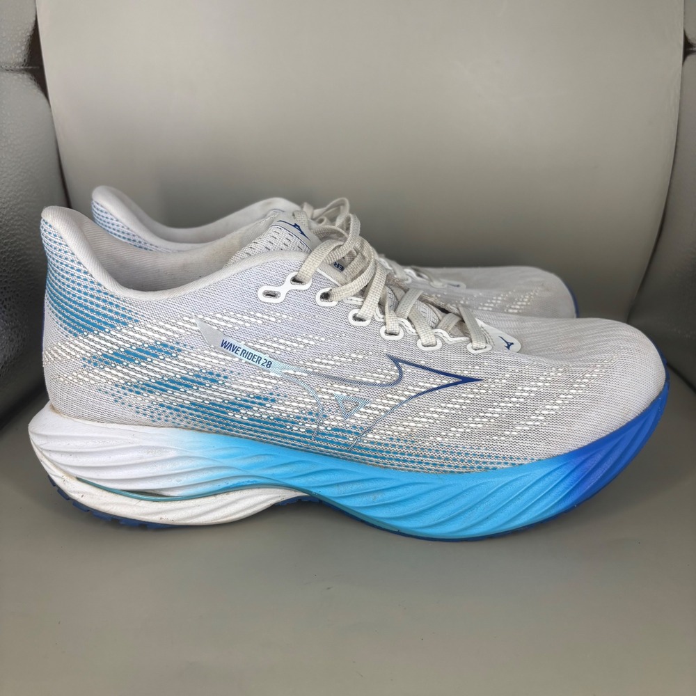 Mizuno Wave Rider 28 Womens Running Shoes White Blue J1GD240621 Size 10